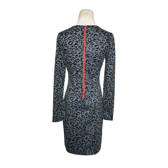 Banana Republic gray black leopard print long sleeves sheath dress size 4 - Picture 2 of 13